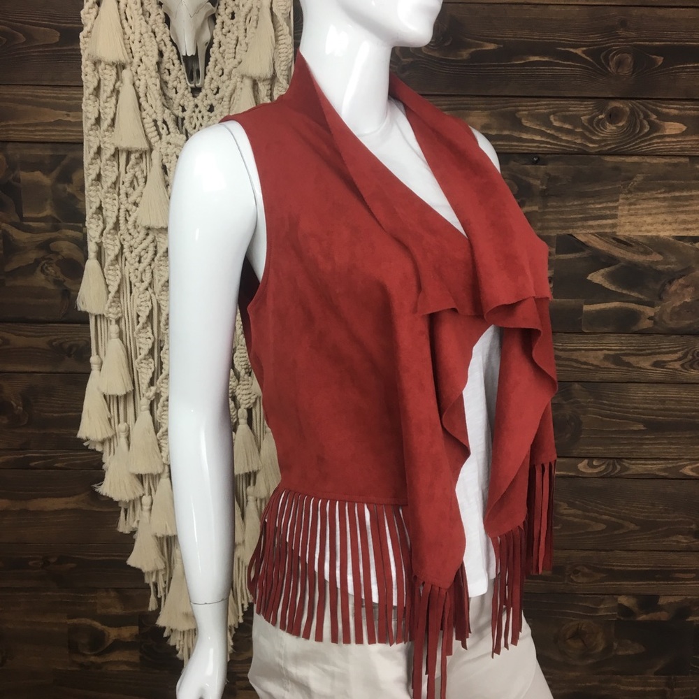 Kontrol | Faux Suede Fringe Vest‎ Cardigan